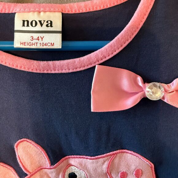 Peppa Pig Girls Tutu Dress Navy Pink 3-4Y by Nova | Ruffle Skirt & Bow Preowned - Picture 6 of 6